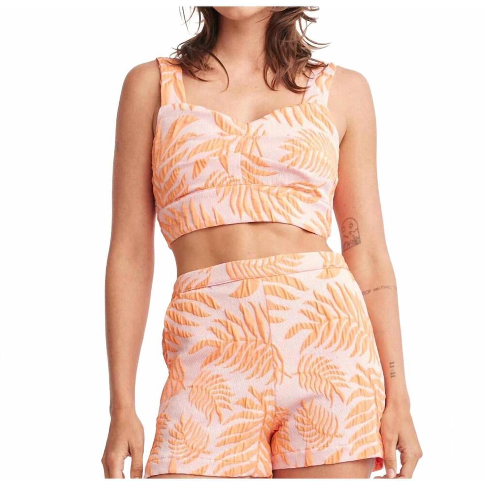 NEW SELF CONTRAST kori crop tank top in tropical leaf